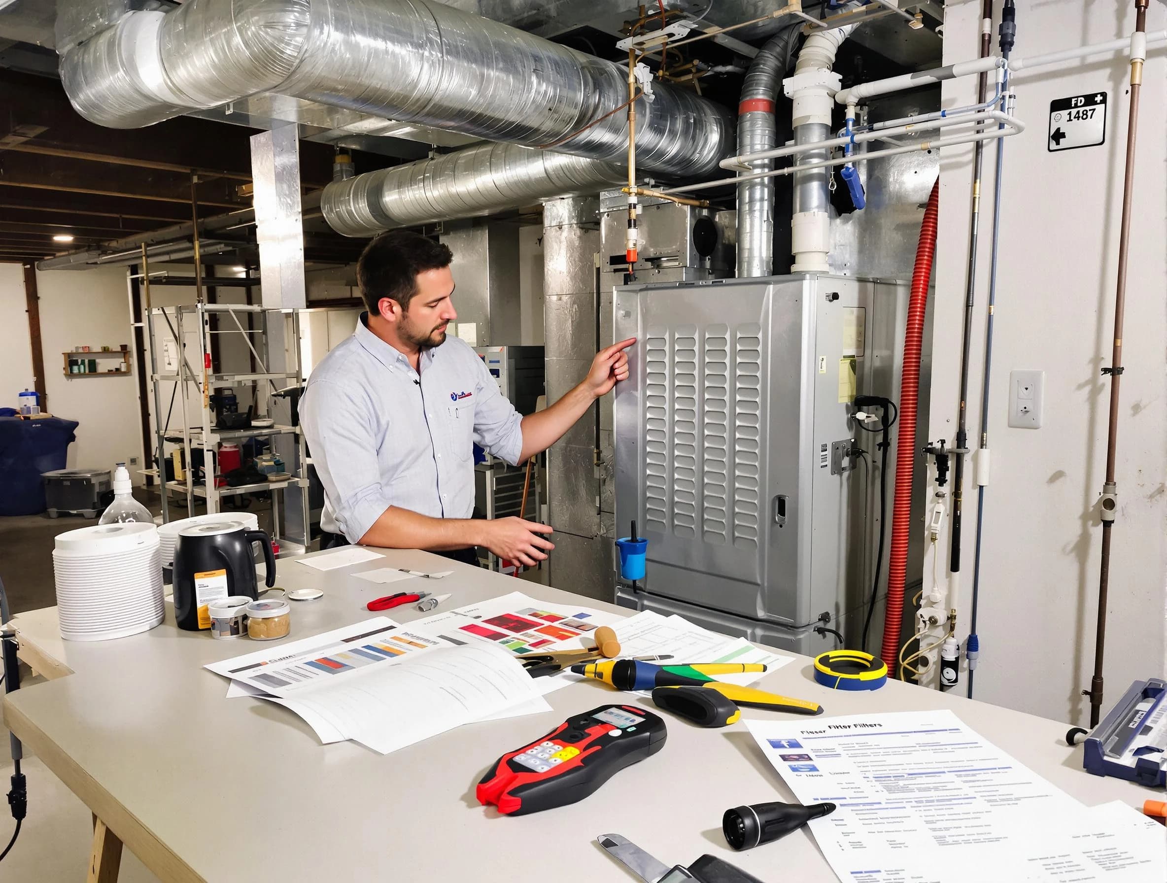 Berthoud Air Duct Cleaning inspector conducting detailed filter system evaluation using professional diagnostic tools in Berthoud